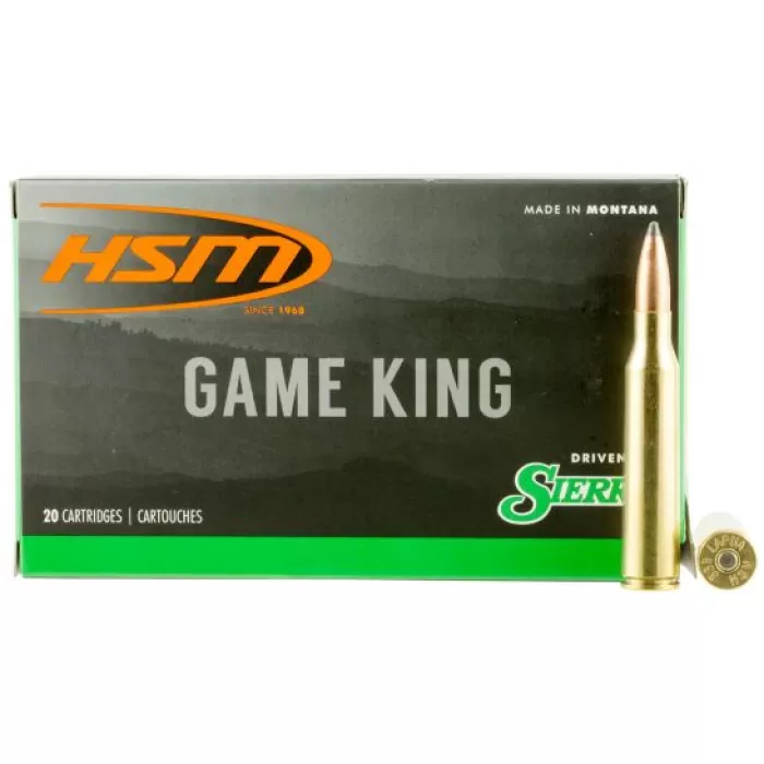 HSM Ammunition Game King 215 gr Spitzer Boat Tail .338 Lapua Mag Ammo, 20/box - HSM-338Lapua-14-N