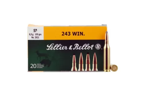 Sellier & Bellot 100 gr Semi-Jacketed Soft Point .243 Win Ammo, 20/box - SB243A