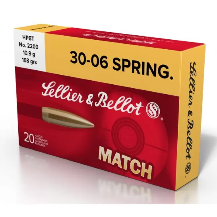 Sellier & Bellot 168 gr Hollow Point Boat Tail .30-06 Spfld Ammo, 20/box - SB3006D Sellier & Bellot 168 gr Hollow Point Boat Tail .30-06 Spfld Ammo, 20/box - SB3006D