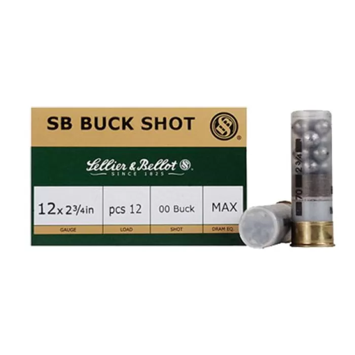 Sellier & Bellot 2.75" 12 Gauge Ammo 1 Buck 12 Pellets, 10/box - SB12BSI Sellier & Bellot 2.75" 12 Gauge Ammo 1 Buck 12 Pellets, 10/box - SB12BSI