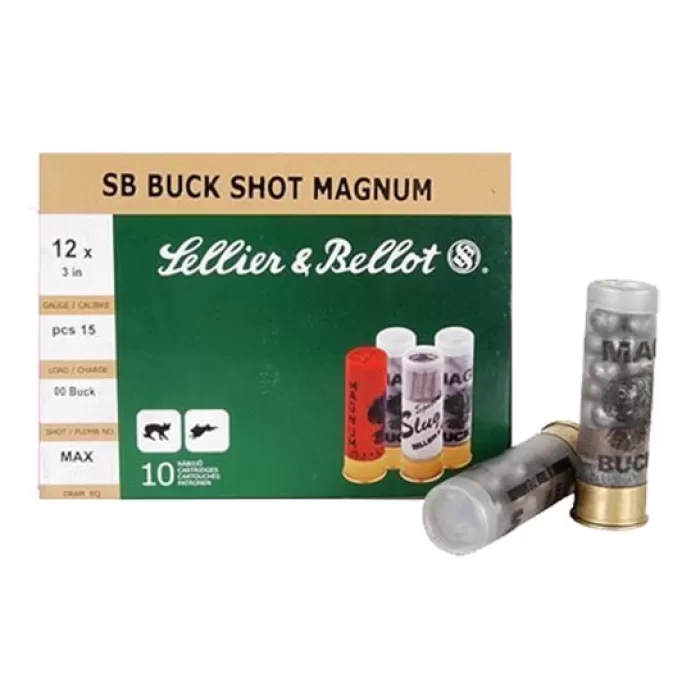 Sellier & Bellot 3" 12 Gauge Ammo 00 Buck, 10/box - SB12BSA