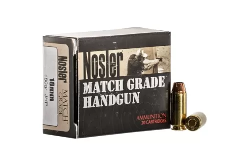 Nosler 51400 Match Grade 10mm Auto 180 gr Jacketed Hollow Point (JHP) 20 Bx/ 10 Cs