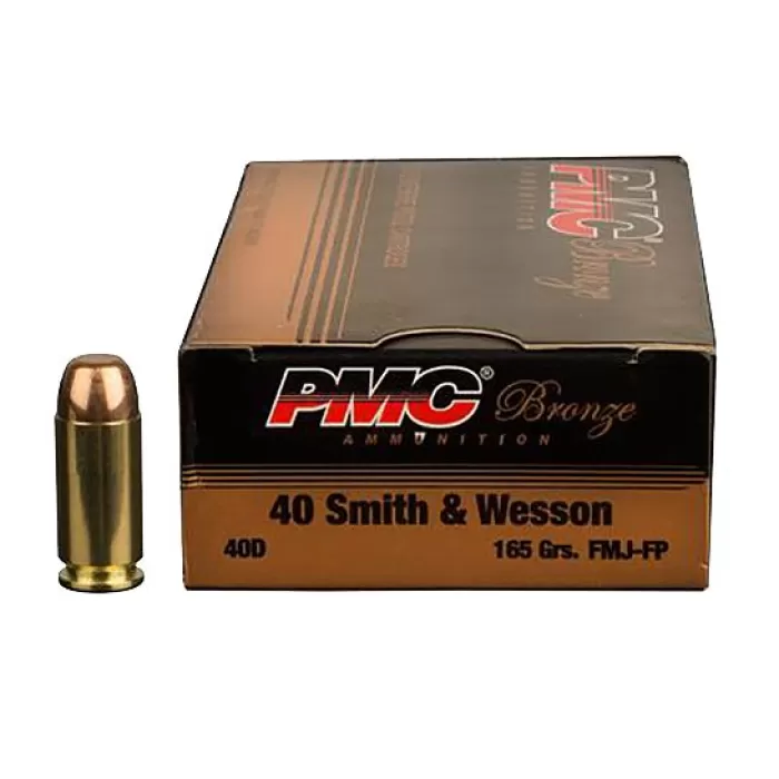 PMC Ammunition Bronze 165 gr Full Metal Jacket Flat Point .40 S&W Ammo, 300/box - 40DBP