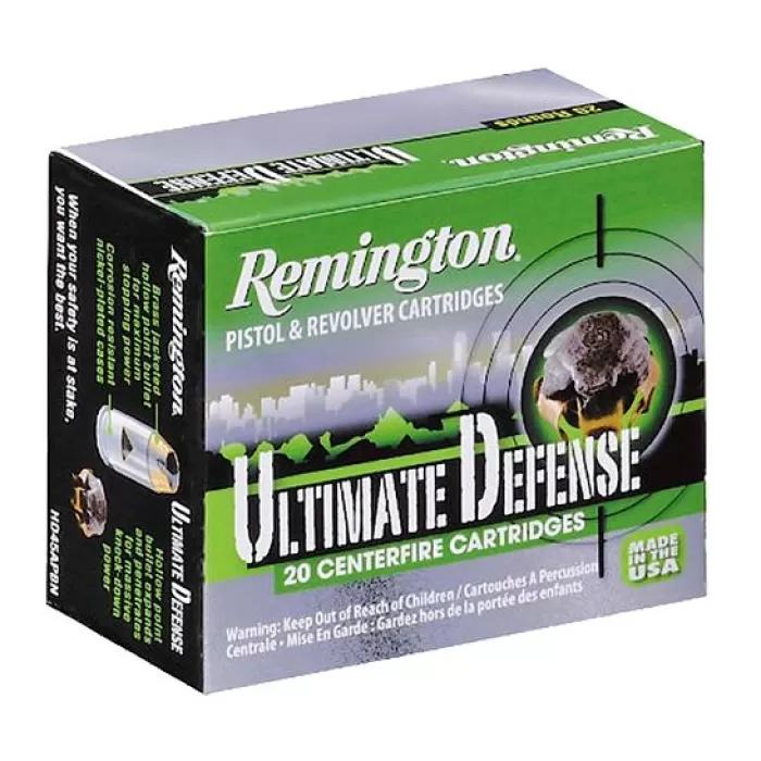 Remington Ultimate Defense Full-Size Handgun 165 gr Brass Jacket Hollow Point .40 S&W Ammo, 20/box - HD40SWA