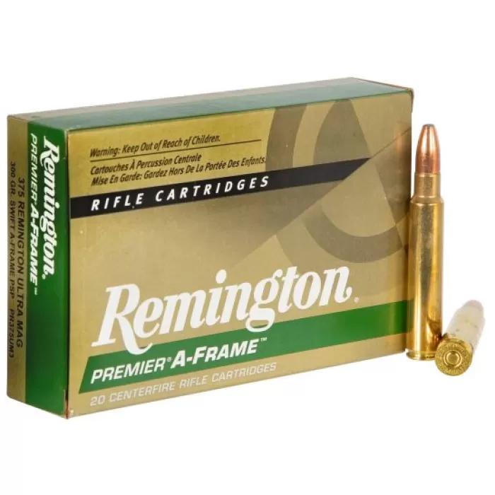 Remington Premier A-Frame 300 gr Pointed Soft Point .375 RUM Ammo, 20/box - PR375UM3 Remington Premier A-Frame 300 gr Pointed Soft Point .375 RUM Ammo, 20/box - PR375UM3