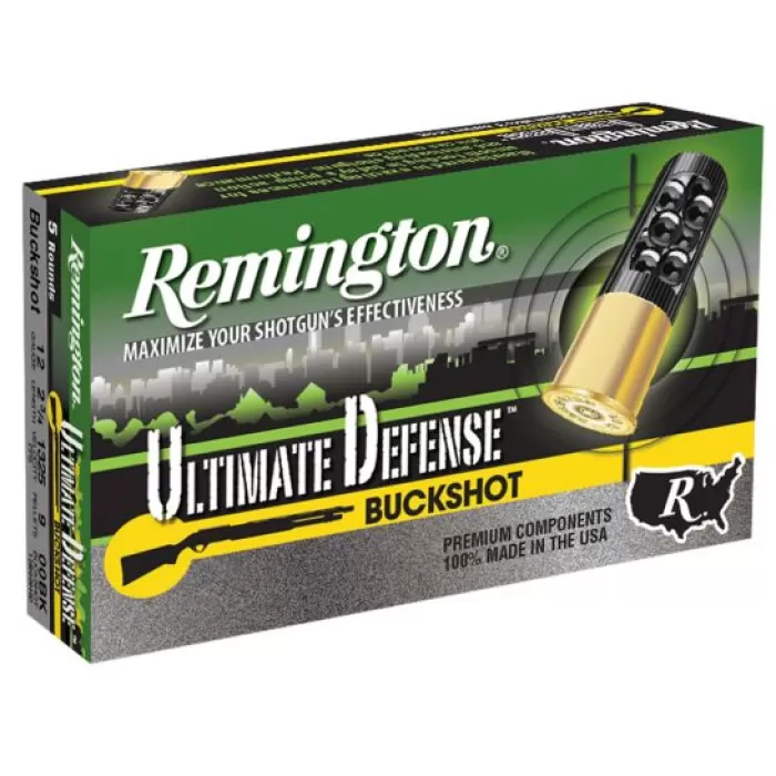Remington Ultimate Defense 2.75" 12 Gauge Ammo 00 Buck, 5/box - 12B009HD