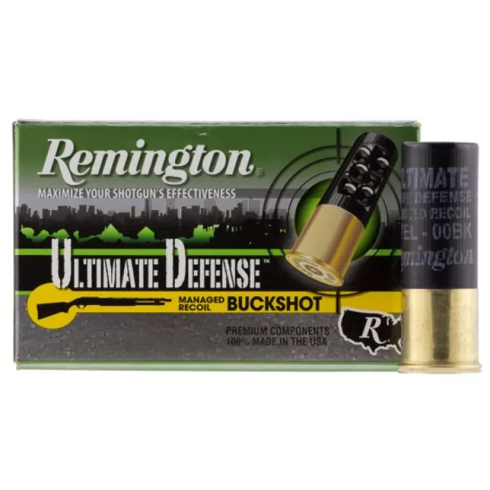 Remington Ultimate Defense 2.75" 12 Gauge Ammo 00 Buck, 5/box - 12B008RRHD