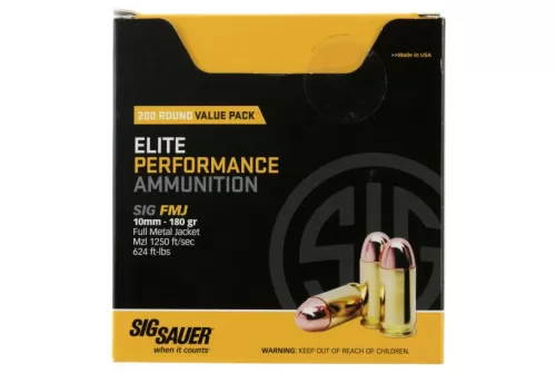 Sig Sauer Elite Ball, Sig E10mb1-200    10mm    180 Fmj Elite *vp* 200/box
