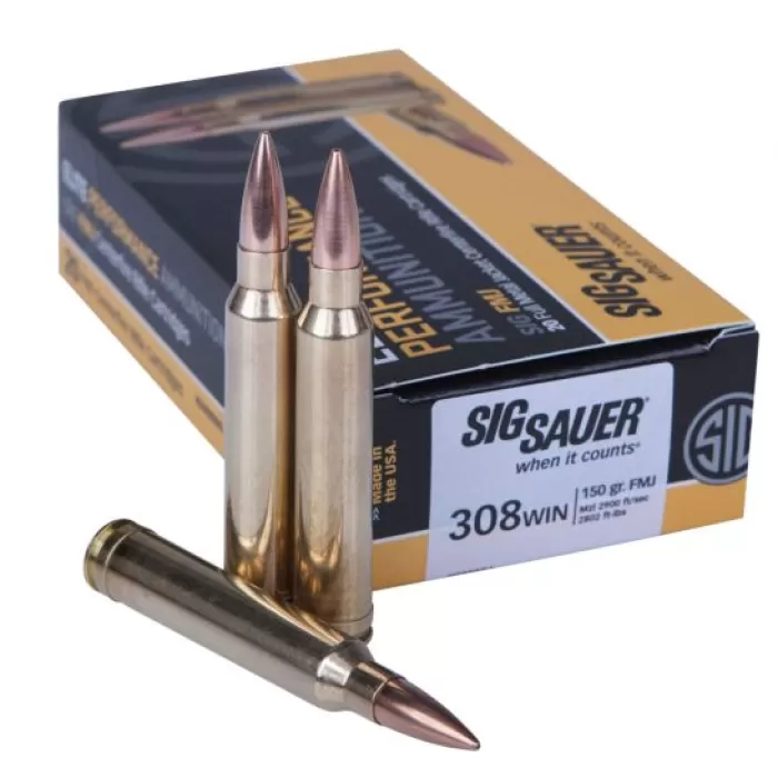 Sig Sauer Elite Ball 150 gr Full Metal Jacket .308 Win Ammo, 20/box - E308B120 Sig Sauer Elite Ball 150 gr Full Metal Jacket .308 Win Ammo, 20/box - E308B120