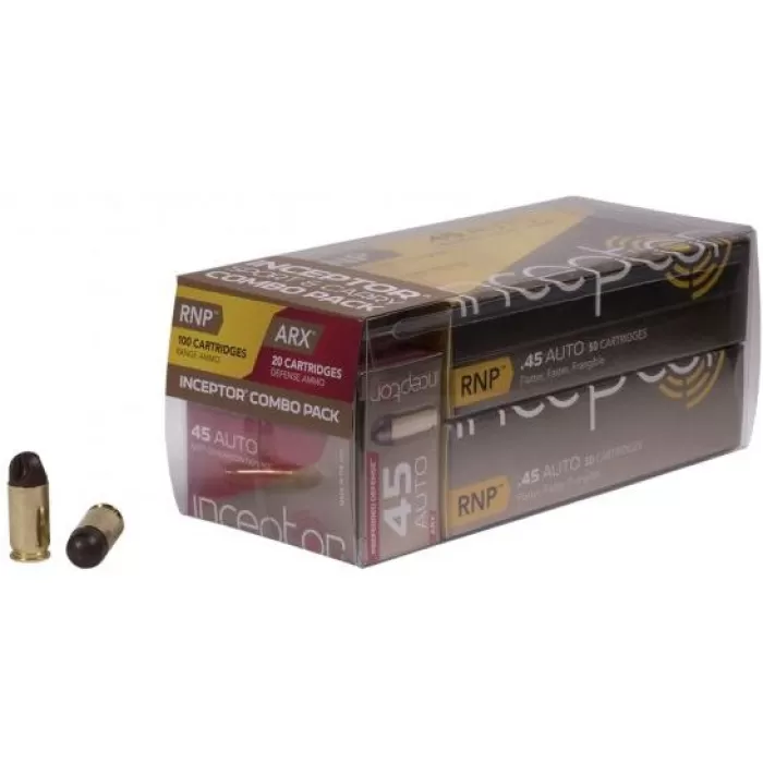 Inceptor Sport & Carry 45 ACP 135/118gr, RNP/ARX, 120rd Box Inceptor Sport & Carry 45 ACP 135/118gr, RNP/ARX, 120rd Box