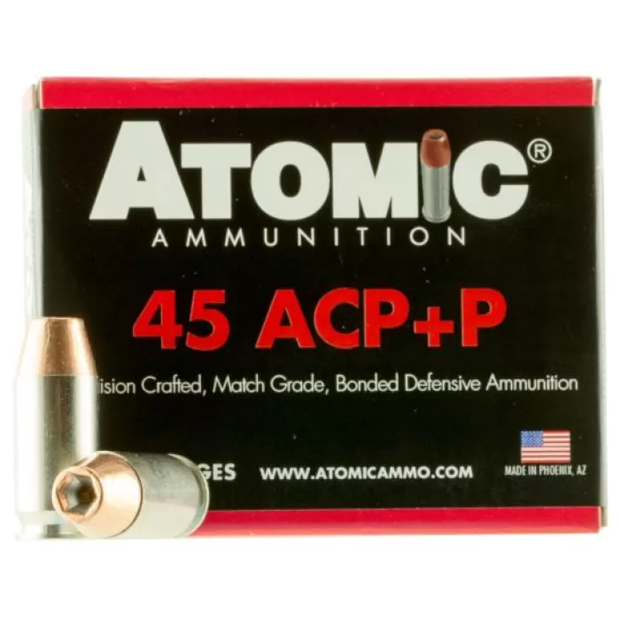 Atomic Ammunition 185 gr Bonded Match Hollow Point .45 ACP +P Ammo, 20/box - 00458 Atomic Ammunition 185 gr Bonded Match Hollow Point .45 ACP +P Ammo, 20/box - 00458