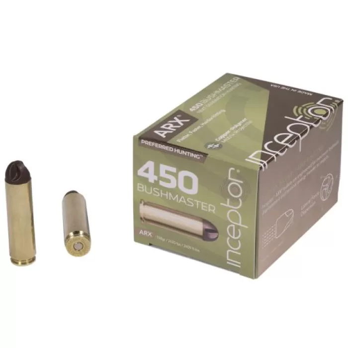 Inceptor Preferred Hunting 158 gr ARX .450 Ammo, 20/box - 450BMARXBR15 Inceptor Preferred Hunting 158 gr ARX .450 Ammo, 20/box - 450BMARXBR15