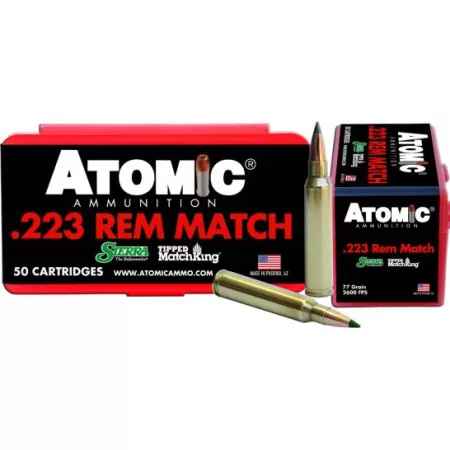 Atomic Sierra Tipped Hollow Tip Ammunition .223 Rem 50Rds 77 Grain