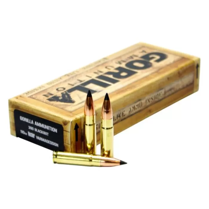 Gorilla Ammo Ga300110nv Gorilla Troop Nosler Varmageddon 300 Blackout 110 GR Nosler Varmageddon 20 Per Box/ 10 CS Gorilla Ammo Ga300110nv Gorilla Troop Nosler Varmageddon 300 Blackout 110 GR Nosler Varmageddon 20 Per Box/ 10 CS