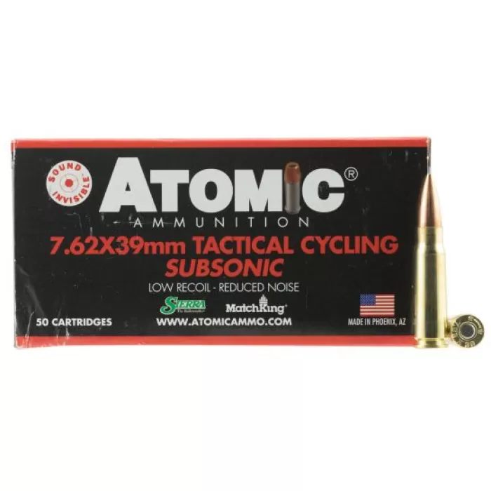 Atomic Tactical Cycling Subsonic 220 Grain 7.62x39mm 50 Rounds