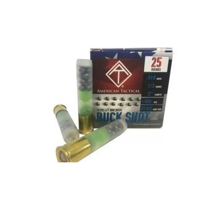 American Tactical Imports 410 Ga, 2.5", 1/3 oz, Buck Shot, 25rd Box American Tactical Imports 410 Ga, 2.5", 1/3 oz, Buck Shot, 25rd Box