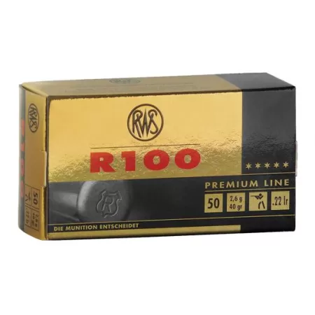 RWS Rottweil R 100 40 gr Lead Round Nose .22lr Ammo, 50/pack - 2134195