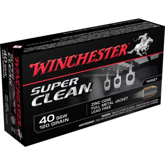 Winchester Ammunition Super Clean 120 gr Full Metal Jacket .40 S&W Ammo, 50/box - W40SWLF