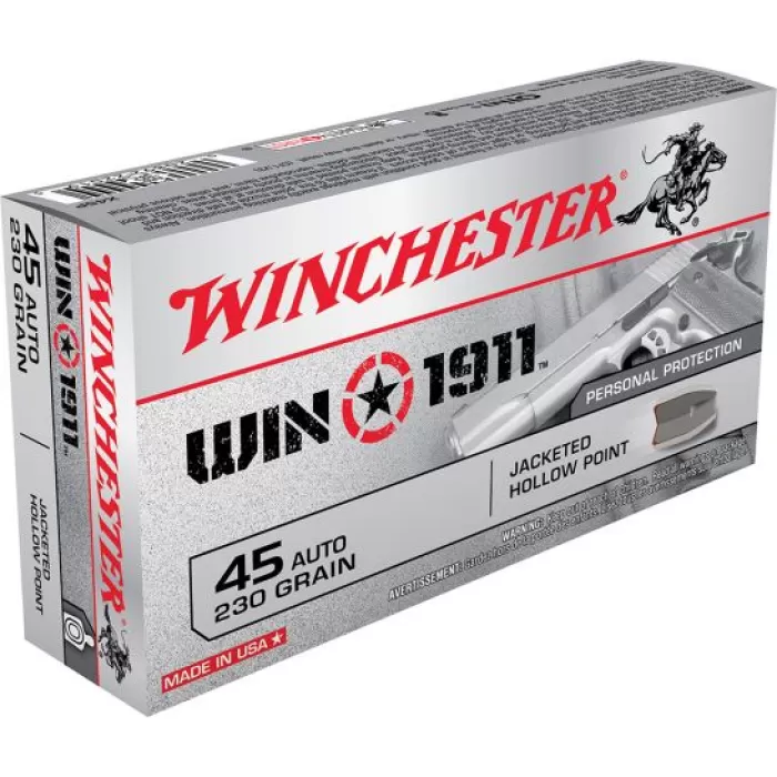Winchester Ammunition Win1911 230 gr Jacketed Hollow Point .45 ACP Ammo, 50/box - X45P