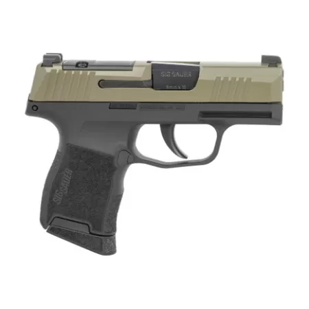 Sig Sauer 3659GXR3P P365 Micro-Compact 9mm Luger 10+1 3.10" Black Barrel, Moss Green Stainless Steel Optic Ready/Serrated Slide, Black Alloy Frame w/Accessory Rail, Textured Grip, RMSc Footprint