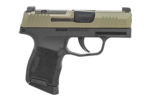 Sig Sauer 3659GXR3P P365 Micro-Compact 9mm Luger 10+1 3.10" Black Barrel, Moss Green Stainless Steel Optic Ready/Serrated Slide, Black Alloy Frame w/Accessory Rail, Textured Grip, RMSc Footprint