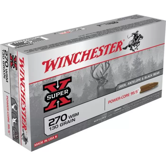 Winchester Ammunition Super-X 130 gr Power-Core .270 WSM Ammo, 20/box - X270WSMLF