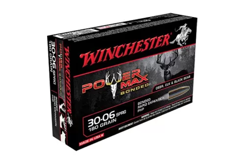Winchester Ammunition Power Max Bonded 180 gr Rapid Expansion, Protected Hollow Point .30-06 Spfld Ammo, 20/box - X30064BP