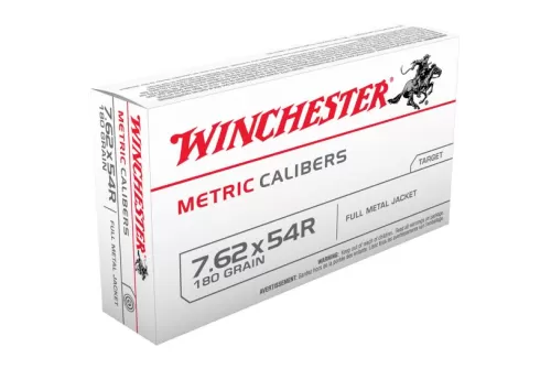 Winchester Ammunition USA Metric 180 gr Full Metal Jacket 7.62x54mmR Ammo, 20/box - MC76254R