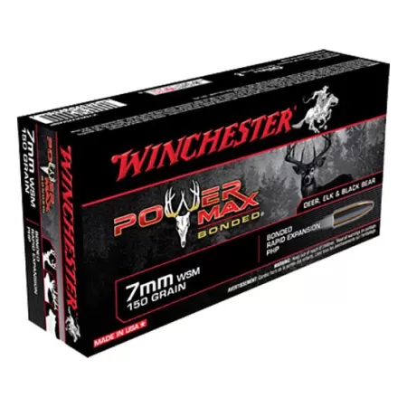 Winchester Ammunition Power Max Bonded 150 gr Rapid Expansion, Protected Hollow Point 7mm WSM Ammo, 20/box - X7MMWSMBP
