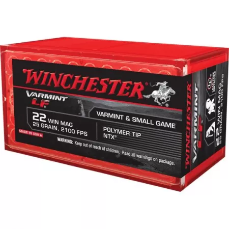 Winchester Ammunition Varmint-LF 25 gr Jacketed Hollow Point .22 Win Mag Ammo, 50/box - X22MHLF
