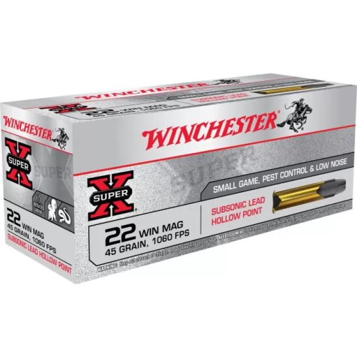 Winchester Ammunition Super-X 45 gr Jacketed Hollow Point .22 WMR Ammo, 50/box - X22MSUB