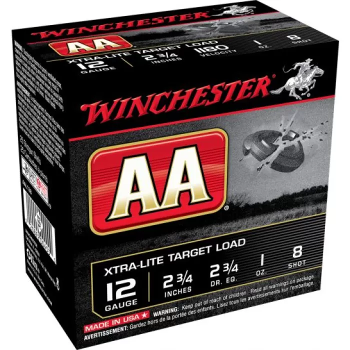 Winchester Ammunition AA Xtra-Lite 2.75" 12 Gauge Ammo 8, 25/box - AAL128