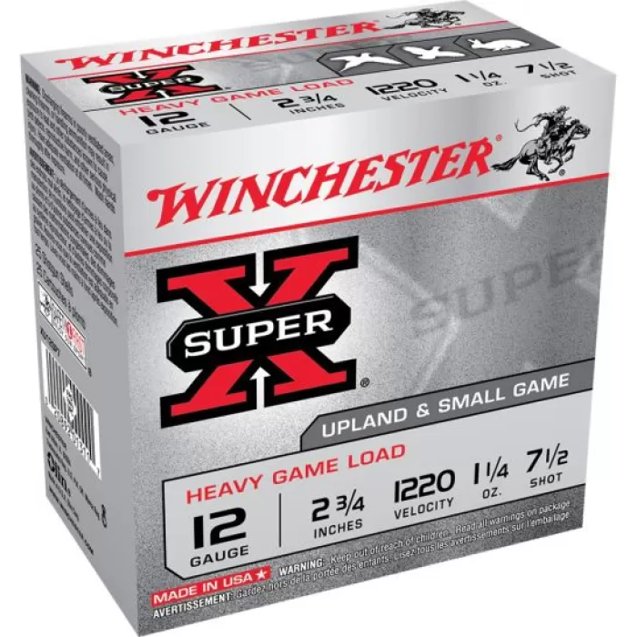 Winchester Ammunition Super-X Heavy Game Load 2.75" 12 Gauge Ammo 7-1/2, 25/box - XU12SP7