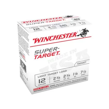 Winchester Ammunition Super Target Light Target Load 2.75" 12 Gauge Ammo 7-1/2, 25/box - TRGT127