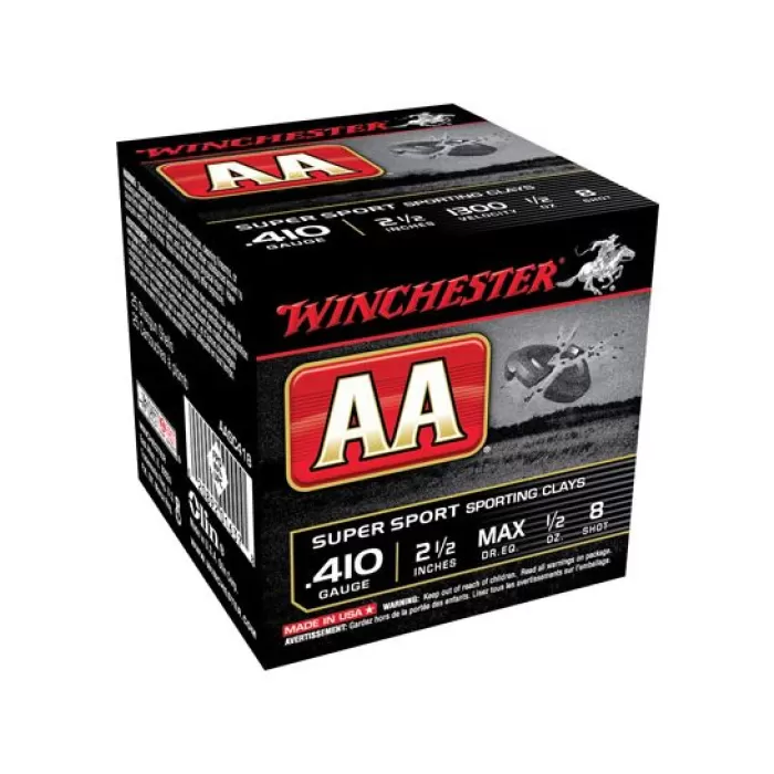 Winchester Ammunition AA Super Sport 2.5" 410 Gauge Ammo 8, 25/box - AASC418