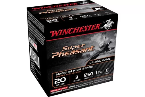 Winchester Ammunition Super Pheasant HV High Brass 3" 20 Gauge Ammo 6, 25/box - X203PH6