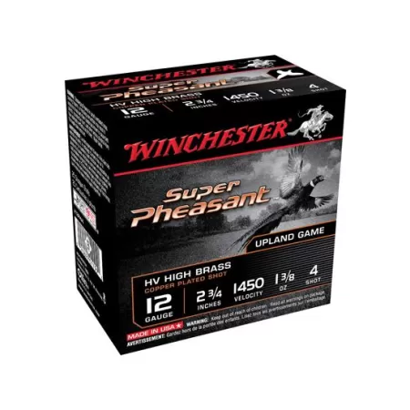 Winchester Ammunition Super Pheasant HV High Brass 2.75" 12 Gauge Ammo 4, 25/box - X12PHV4