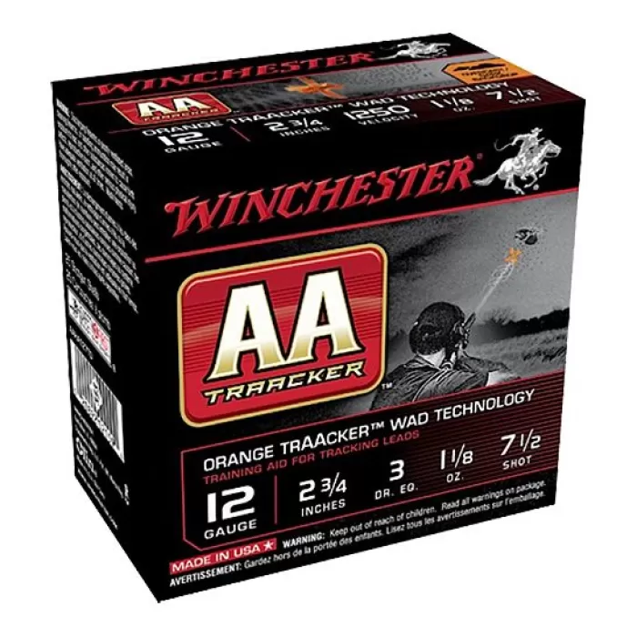 Winchester Ammunition AA Black Traacker Wad Tech 2.75" 12 Gauge Ammo 7-1/2, 25/box - AAHA127TO