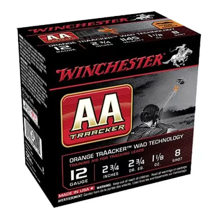 Winchester Ammunition AA Orange Traacker Wad Tech 2.75" 12 Gauge Ammo 8, 25/box - AA128TO