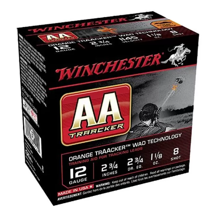Winchester Ammunition AA Orange Traacker Wad Tech 2.75" 12 Gauge Ammo 8, 25/box - AA128TO