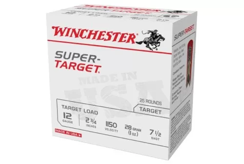 Winchester Ammunition Super Target 2.75" 12 Gauge Ammo 7-1/2, 25/box - TRGT11507
