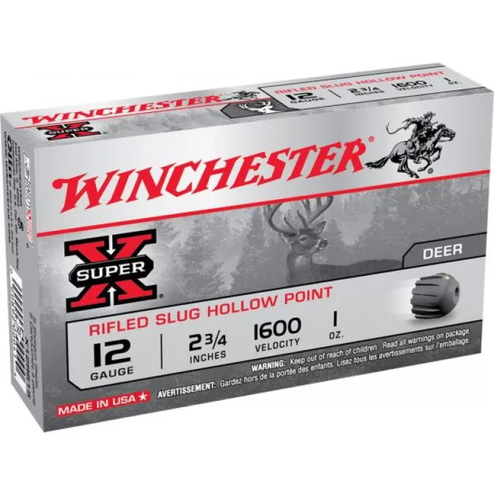 Winchester Ammunition Super-X Rifled Slug Hollow Point 2.75" 20 Gauge Ammo, 15/box - X20RSM5VP