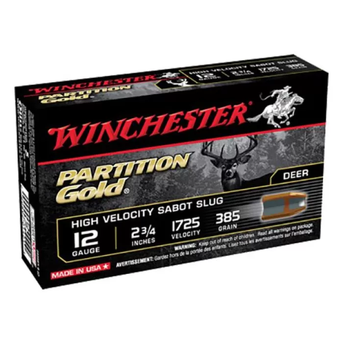 Winchester Ammunition Partition Gold 2.75" 12 Gauge Ammo, 5/box - SSP12