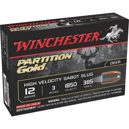 Winchester Ammunition Partition Gold HV Sabot Slug 3" 12 Gauge Ammo, 5/box - SSP123