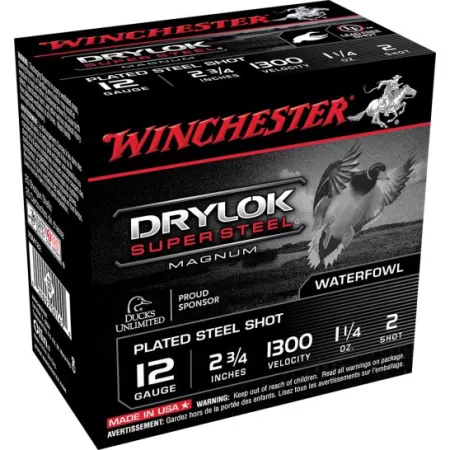 Winchester Ammunition Drylock Super Steel Magnum 2.75" 12 Gauge Ammo 2, 25/box - XSM122