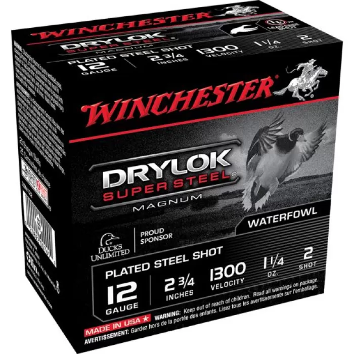 Winchester Ammunition Drylock Super Steel Magnum 2.75" 12 Gauge Ammo 2, 25/box - XSM122