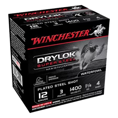 Winchester Ammunition Drylock Super Steel Magnum 3" 12 Gauge Ammo 4, 25/box - XSV1234