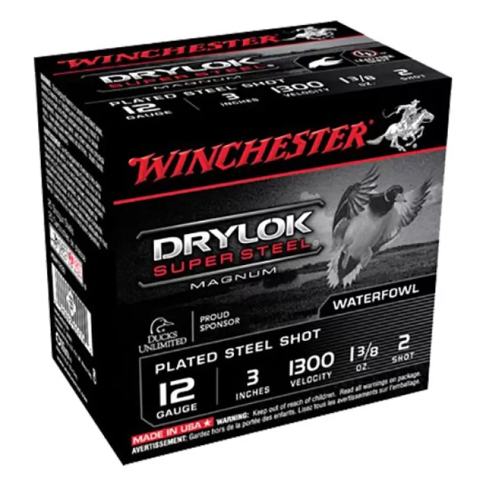 Winchester Ammunition Drylock Super Steel Magnum 3" 12 Gauge Ammo 2, 25/box - XSM1232