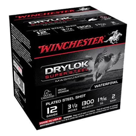 Winchester Ammunition Drylock Super Steel Magnum 3.5" 12 Gauge Ammo 2, 25/box - XSM12L2