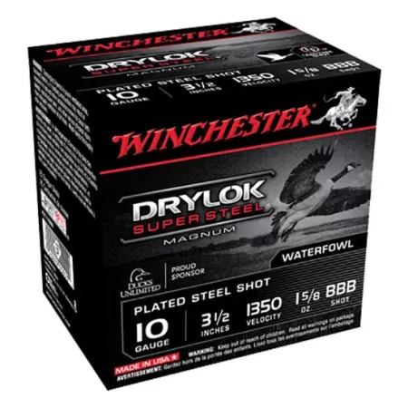Winchester Ammunition Drylock Super Steel Magnum 3.5" 10 Gauge Ammo BBB, 25/box - XSC10BBB